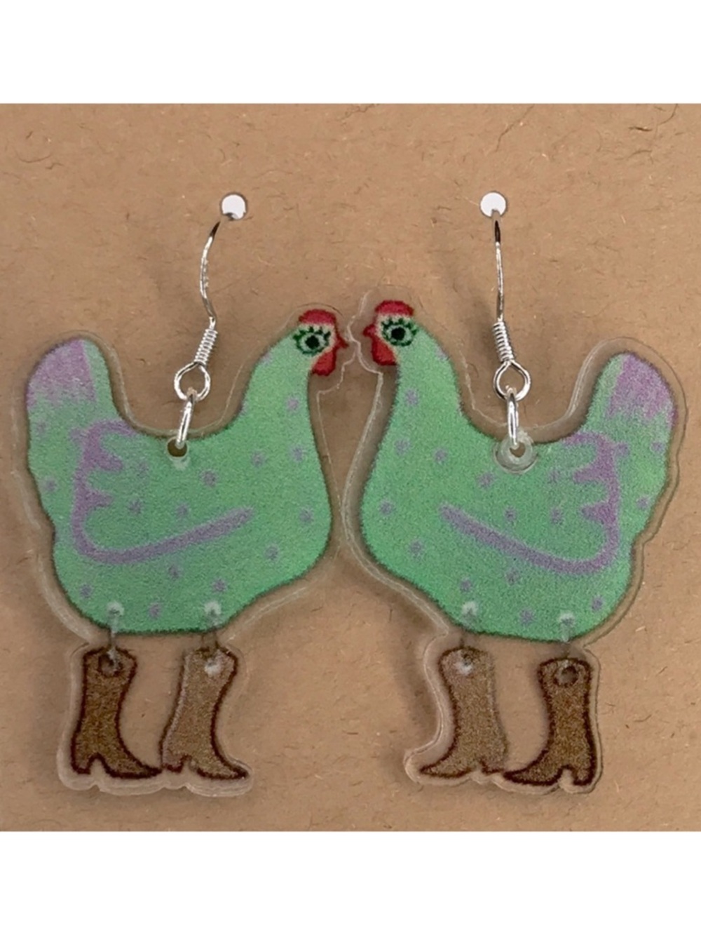 Green Chicken Earrings Fashion Jewelry